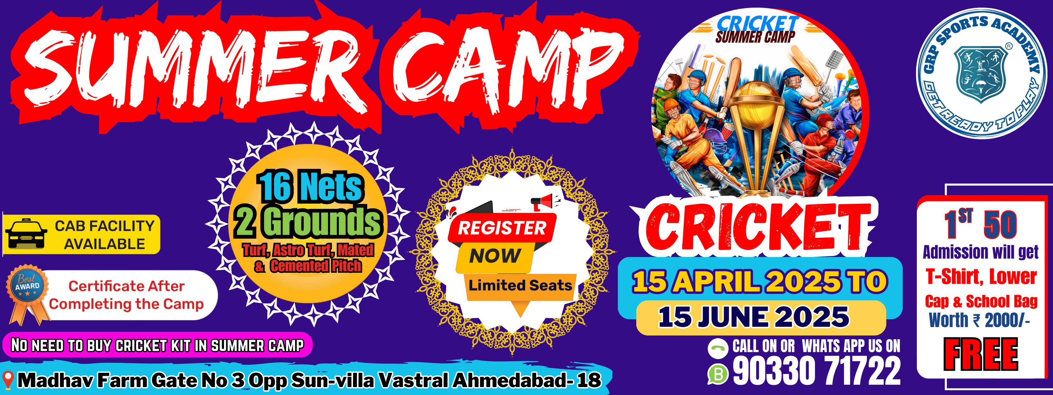 Cricket Summer Camp 2025, Summer Cricket Camp for Kids, Professional Cricket Training, Cricket Academy for Boys and Girls, Cricket Camp for Beginners, Intermediate Cricket Training, Advanced Cricket Coaching, Outdoor Sports Camp, Cricket Fitness Camp, Cricket Certificate Program, Summer Sports Activities, Cricket Camp in Ahmedabad, Vastral Cricket Academy, GRP Sports Academy, Cricket for All Ages, Youth Cricket Development, Cricket Fever Camp, After-School Cricket Program, Cricket Performance Training, Cricket Lovers Camp.